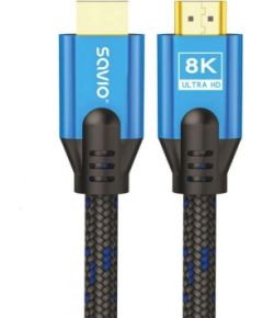 HDMI (M) v2.1 cable, 5m, 8K, copper, blue-black, golden tips, SAVIO CL-169