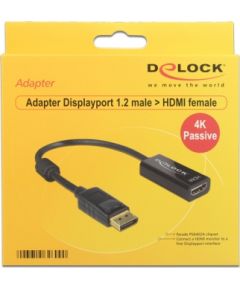 DeLOCK 62609 video cable adapter 0.2 m DisplayPort 1.2 HDMI Black