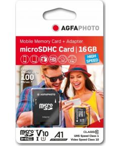 AgfaPhoto SDHC MicroSDHC 16 GB Class 10 UHS-I/U1 A1 V10 (SB6030)