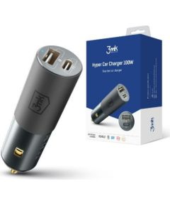 3MK  
 
       Hyper Car Charger 100W / DC12-24 / USB-C+USB-A 
     Black