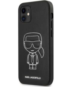 Karl Lagerfeld KLHCP12SPCUIKWH PU Embossed Aizsargapvalks Apple iPhone 12 Mini Melns