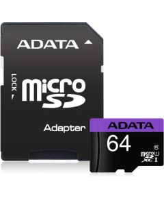 ADATA 64GB microSDHC UHS-I Class 10, Adapter