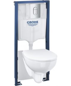 Grohe komplekts - pods BauCeramic Rimless ar vāku SC, rāmis h=1130 mm, taustiņš Arena Cosmo hroms, stiprinājumi + blīve Встроенные фреймы