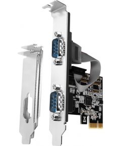Axagon PCI-Express card with two 250 kbps serial ports. ASIX AX99100. Standard & Low Profile.