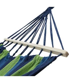 Hamak z drewnianą belką NILS CAMP NC9001 niebieski Dārza šūpuļkrēsli