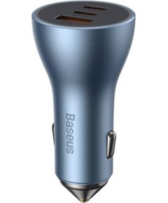 Baseus Golden Contactor Pro car charger, 2x USB-C, 1x USB, 65W (blue)