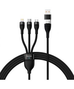 3in1 USB cable Baseus Flash Series 2, USB-C + micro USB + Lightning, 100W, 1.5m (black)