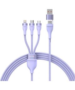 3in1 USB cable Baseus Flash Series 2, USB-C + micro USB + Lightning, 100W, 1.2m (purple)