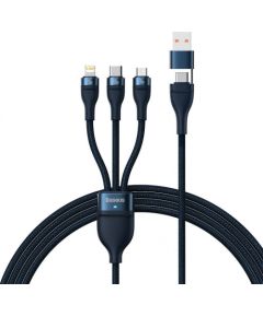 3in1 USB cable Baseus Flash Series 2, USB-C + micro USB + Lightning, 100W, 1.2m (blue)