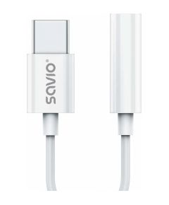 Savio USB-C Male - 3.5 mm Female White