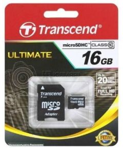 Transcend memory card Micro SDHC 16GB Class 10 + Adapter