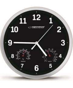 Esperanza EHC016K Sienas pulkstenis ar termometru un gaisa mitruma mērītāju. 25cm