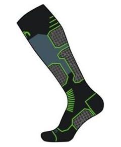 Mico Medium Weight Performance Ski Sock Lycra / Melna / Zaļa / 44-46