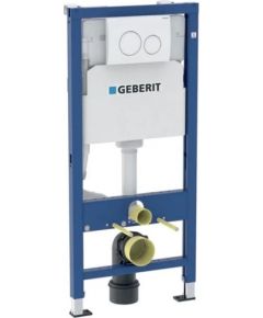 Geberit Duofix elements sienas tualetes podam, 112 cm, ar Delta 12 cm zemapmetuma skalojamo kasti, noskalošanas panelis Delta20 balts, stiprinājumi iekļauti komplektācijā