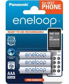 Panasonic rechargeable batteries  ENELOOP BK-4MCCE/3DE, 750 mAh, 2100 (3xAAA)