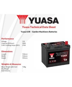 Akumulators Yuasa Garden U1 ACTIVE 30Ah 330A 194x126x183 - +