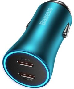 Baseus Golden Contactor Pro car charger, 2x USB-C, 40W (blue)