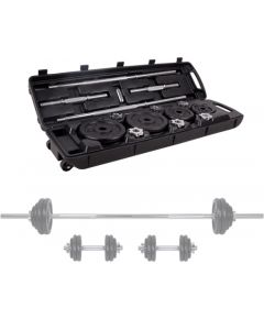 InSPORTline nomaināmo svaru tērauda hanteļu un stieņu komplekts 50 kg Svaru ripas un stieņi