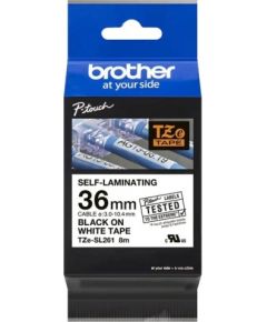 BROTHER TZESL261 36 MM BLACK ON WHITE SELF LAMINATE