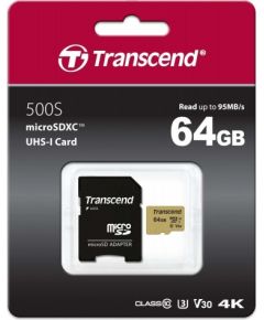 TRANSCEND 64GB microSDXC I Class 10 U3 V30 MLC with Adapter