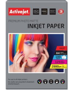 Activejet AP4-125M100 matt photo paper for ink printers; A4; 100 pcs