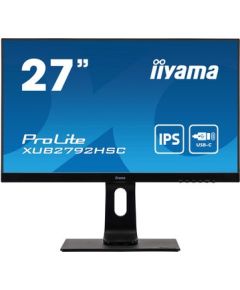 iiyama ProLite XUB2792HSC-B1 - LED monitor - 27" - 1920x1080 Full HD (1080p) @ 75 Hz - IPS - 250 cd / m² - 1000:1 - 4 ms - HDMI, DisplayPort, USB-C - speakers - black / XUB2792HSC-B1