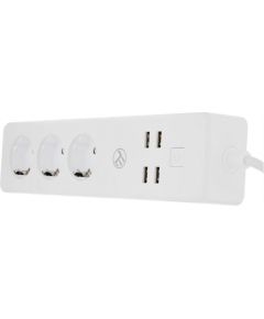 Tellur WiFi Power Strip, 3 Outlets, 4*USB 4A, 2200W, 10A, 1.8m