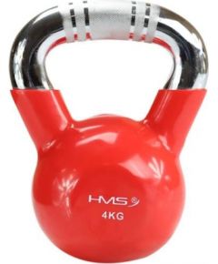 Kettlebell cast iron knurled chrome handle HMS KTC08 RED