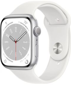 Apple Watch Series 8 GPS 45mm Silver Aluminium Case with White Sport Band - Regular