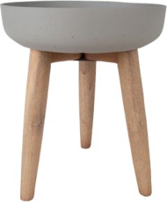 Кашпо SANDSTONE на деревянных ножках D36,5xH43см, серый