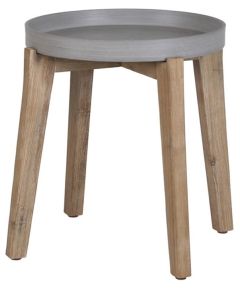Papildu galds SANDSTONE D51xH45cm, galda virsma: kompozīt akmens, krāsa: brūnas kājas/ pelēka virsma, kājas: akācija