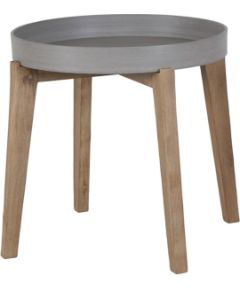 Papildu galds SANDSTONE D61xH50cm, galda virsma: kompozīt akmens, krāsa: brūnas kājas/ pelēka virsma, kājas: akācija