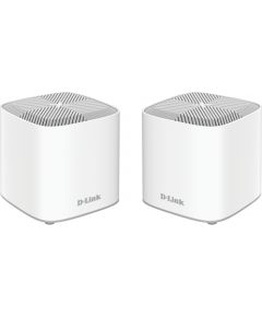D-Link Dual Band Whole Home Mesh Wi-Fi 6 System COVR-X1862 (2-pack) 802.11ax,  574+1201 Mbit/s, 10/100/1000 Mbit/s, Ethernet LAN (RJ-45) ports 1, Mesh Support Yes, MU-MiMO Yes, Antenna type 2 x 2.4G WLAN Internal Antenna, 2 x 5G WLAN Internal Antenna