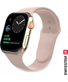 Swissten Cиликоновый Pемешок для Apple Watch 1/2/3/4/5/6 / SE / 42 мм / 44 мм / розовый