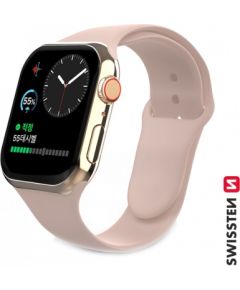 Swissten Cиликоновый Pемешок для Apple Watch 1/2/3/4/5/6 / SE / 38 мм / 40 мм / розовый