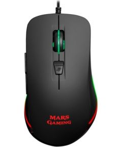 Mars Gaming MM118 Spēļu Pele ar Papildus Pogām / RGB / 400 - 9800 DPI / USB / Melna