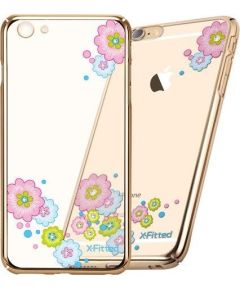 X-Fitted Aizmugurējais Plastikata Apvalks ar Swarovski Kristāliem Priekš Apple iPhone 6 / 6S Zelts / Ziedu Uzplaukums