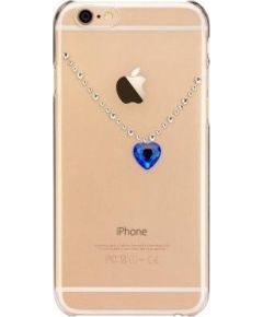 X-Fitted Aizmugurējais Plastikata Apvalks ar Swarovski Kristāliem Priekš Apple iPhone 6 / 6S Zelts / Zila sirds