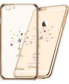 X-Fitted Aizmugurējais Plastikata Apvalks ar Swarovski Kristāliem Priekš Apple iPhone 6 / 6S Zelts / Zvaigžņu Debess