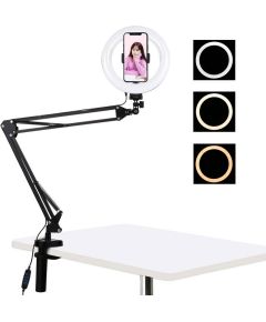 Puluz Desktop arm stand with 20cm LED Vlogging Ring PKT3089B