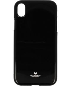 Mercury i-Jelly Back Case Izturīgs Aizmugurējais Silikona Apvalks Ar  Metālisku Spīdumu Priekš Apple iPhone XR Melns