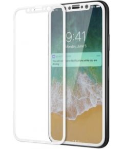 Fusion Full Glue 5D Tempered Glass Aizsargstikls Pilnam Ekrānam Apple iPhone X / XS / 11 Pro Balts