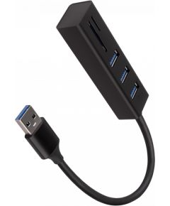 AXAGON HMA-CR3A 3x USB-A + SD/microSD, USB3.2 Gen 1 hub, metal, 20cm USB-A cable