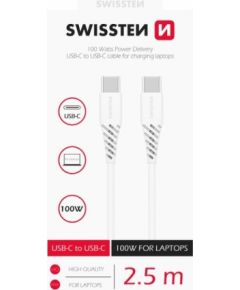 Swissten Power Delivery Data Cable Кабель передачи данных USB-C на USB-C 5A (100W) 2.5m