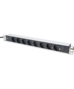 Digitus Aluminum outlet strip with 8 safety outlets 	DN-95401 Sockets quantity 8, 8x safety outlets 250VAC 50/60Hz / 16A / 4000W. Installation: Desktop, Rack 0U, Rack 1U