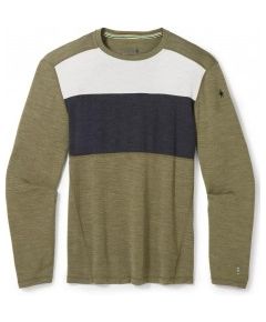 Smartwool Termo krekls SW MS CLASSIC Thermal Merino Base Layer Colorblock Crew M Winter Moss Heather Termoveļa