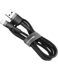 Baseus CALKLF-AG1 Nylon Izturīgs Datu & Uzlādes Vads USB-C QC3.0 2.4A uz Lightning 0.5M Melns-Pelēks