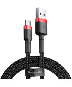 Baseus CATKLF-B91 Nylon Прочный кабель Данных & Заряда USB-C QC3.0 3A на USB 2.0 1M Черный-Красный