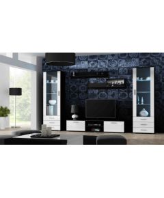 Cama Meble SOHO 4 set (RTV180 cabinet + 2x S1 cabinet + shelves) Black/White gloss
