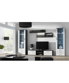 Cama Meble SOHO 4 set (RTV180 cabinet + 2x S1 cabinet + shelves) Grey/White glossy